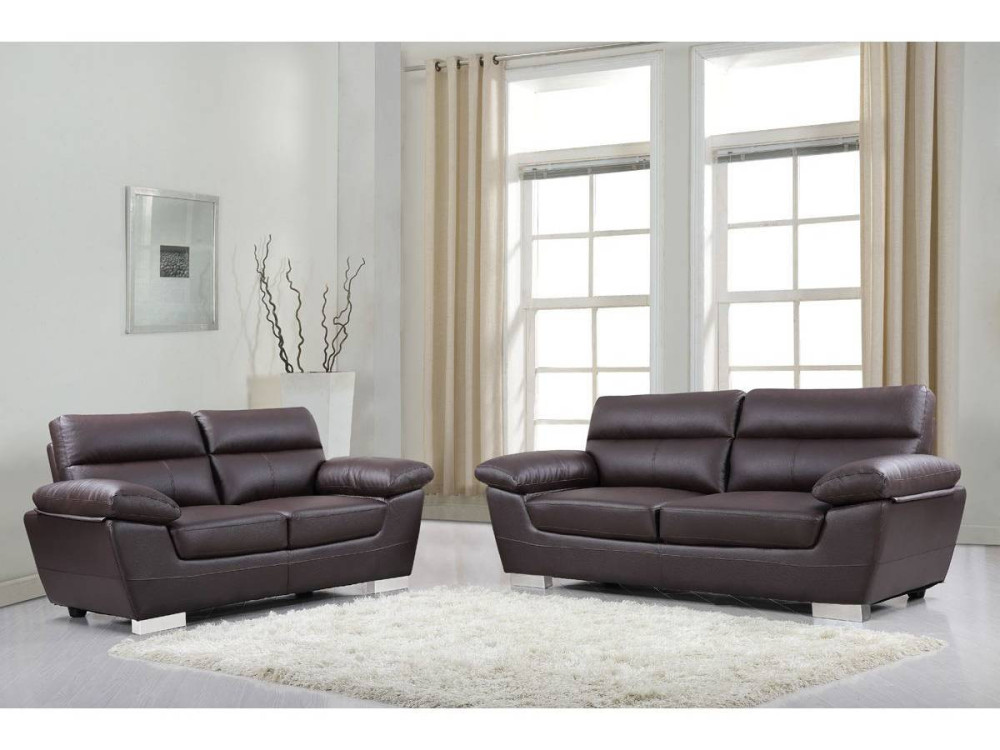 Divano in pelle rigenerata / PVC "DALLAS" - 3 posti - Cioccolato.