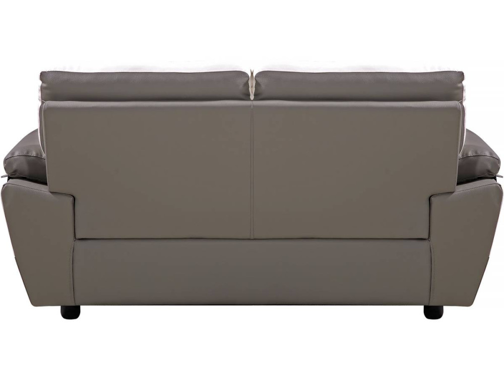 Divano fisso in pelle ricostituita e PVC " Dallas" - 169 x 88 x 90 cm - 2 posti a sedere - Grigio/bianco