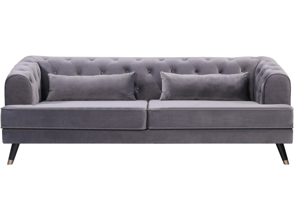 Divano in velluto "Gloria" - 216 x 86 x 76 cm - 3 posti - Grigio