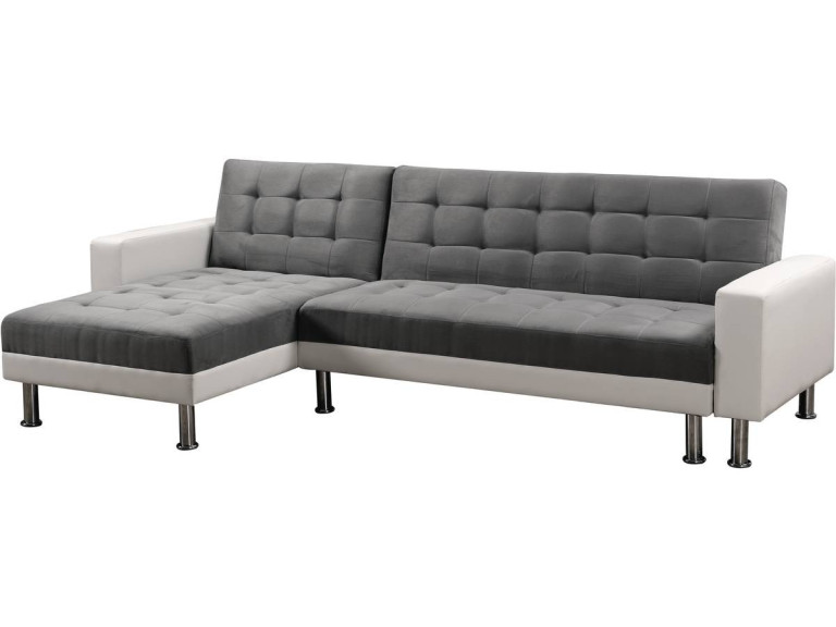Divano ad angolo convertibile e reversibile  "Theo"  "Theo" -   4 posti - Bianco e Grigio