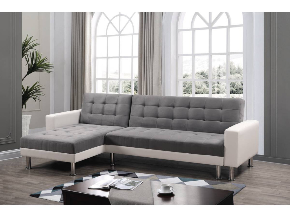 Divano ad angolo convertibile e reversibile  "Theo"  "Theo" -   4 posti - Bianco e Grigio