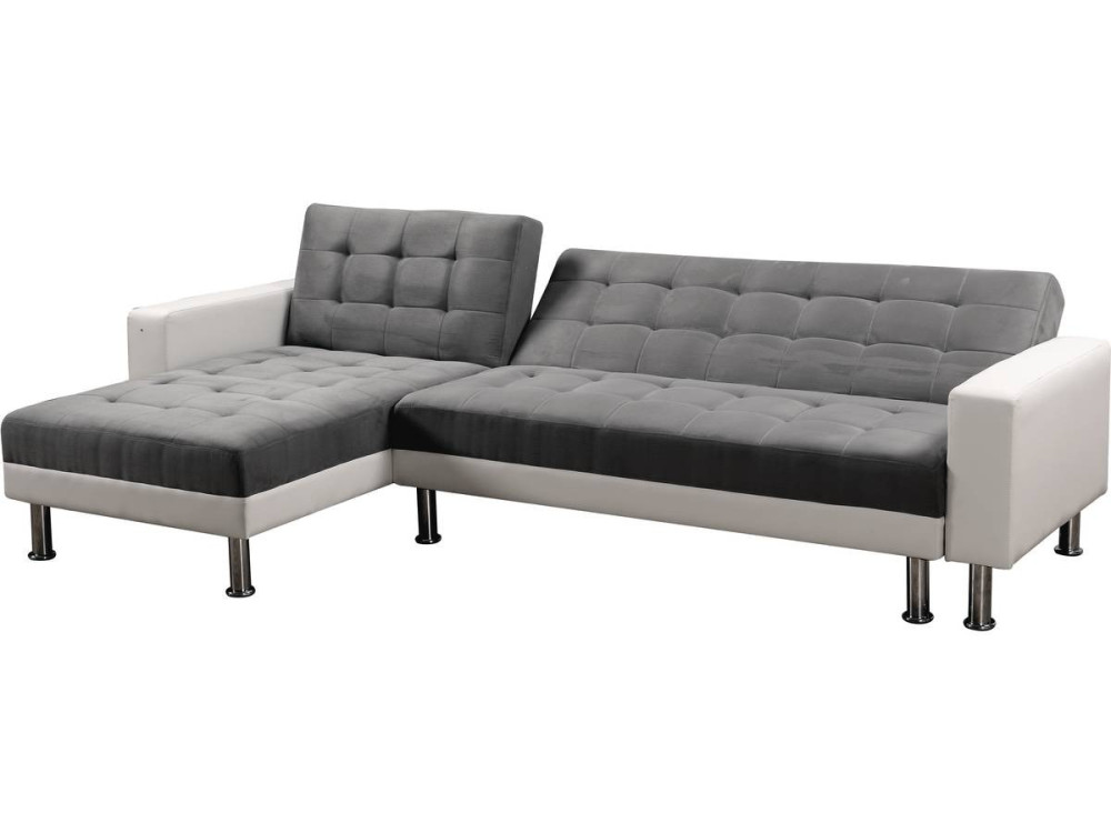 Divano ad angolo convertibile e reversibile  "Theo"  "Theo" -   4 posti - Bianco e Grigio