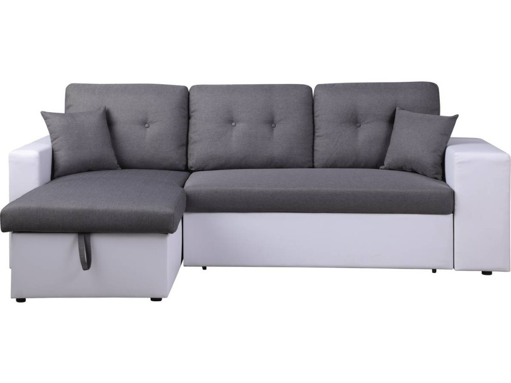 Divano ad angolo "Axel" trasformabile / reversibile - 3 posti - Bianco / Grigio
