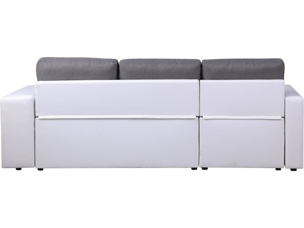 Divano ad angolo "Axel" trasformabile / reversibile - 3 posti - Bianco / Grigio