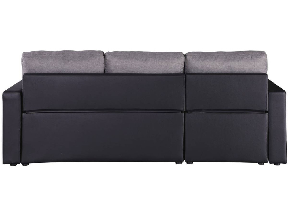 Divano ad angolo trasformabile con contenitore "Alain" - 221 x 145 x 85 cm - 3 posti a sedere - Grigio / Nero