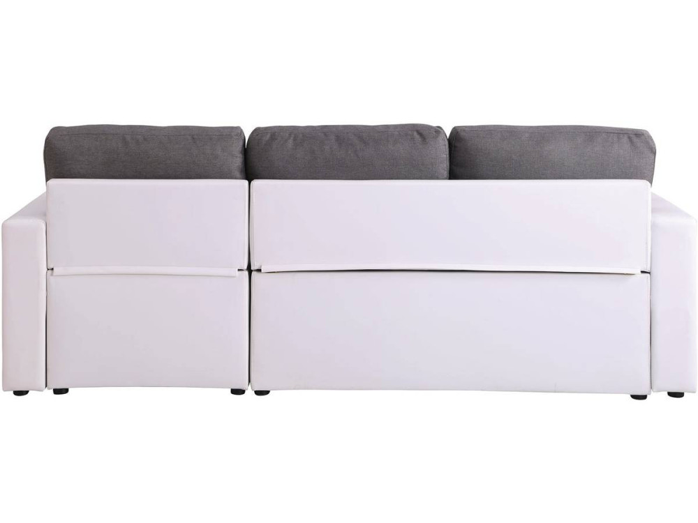 Divano ad angolo trasformabile con contenitore "Alain" - 221 x 145 x 85 cm - 3 posti a sedere - Grigio / Bianco