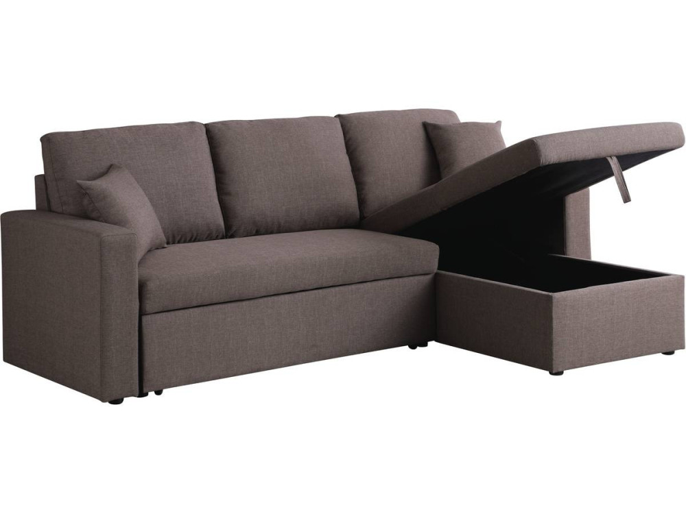 Divano ad angolo trasformabile con contenitore "Alain" - 221 x 145 x 85 cm - 3 posti a sedere - Taupe