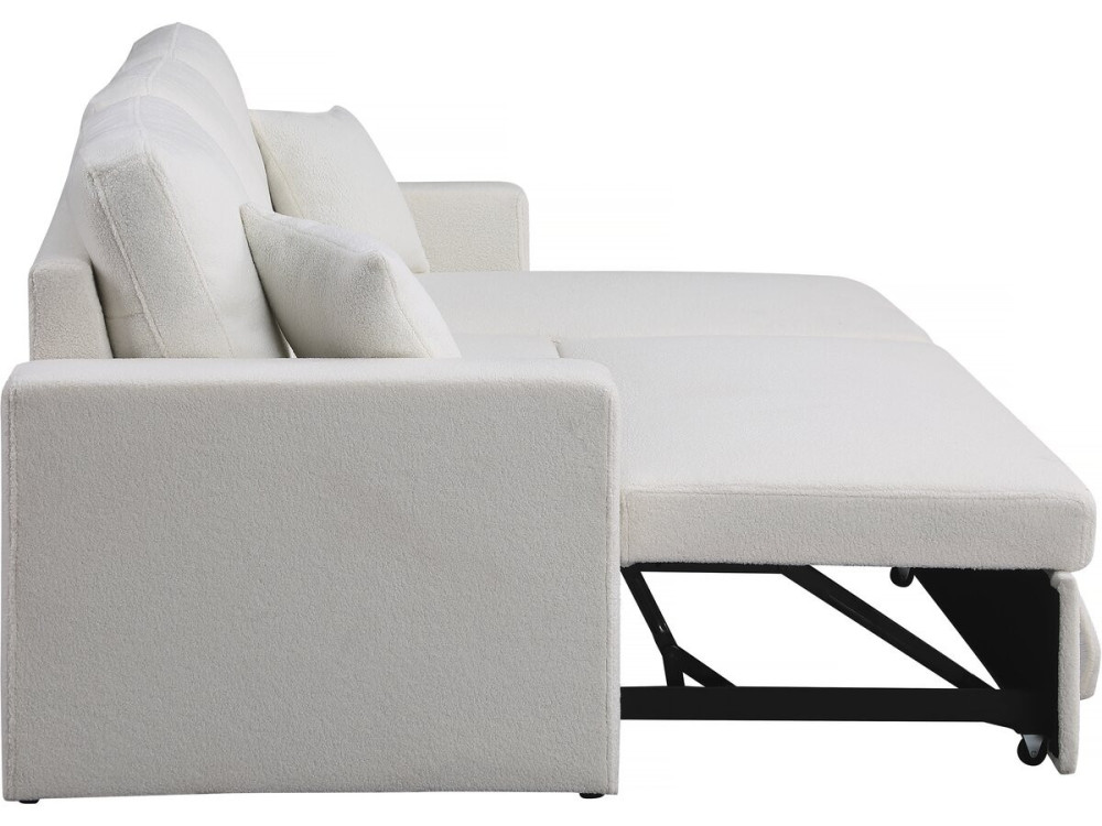 Divano angolare trasformabile/reversibile con cassapanca "Alain" - 3 posti - Bouclettes - Bianco