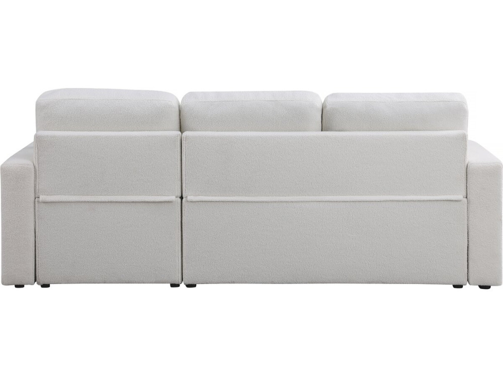 Divano angolare trasformabile/reversibile con cassapanca "Alain" - 3 posti - Bouclettes - Bianco