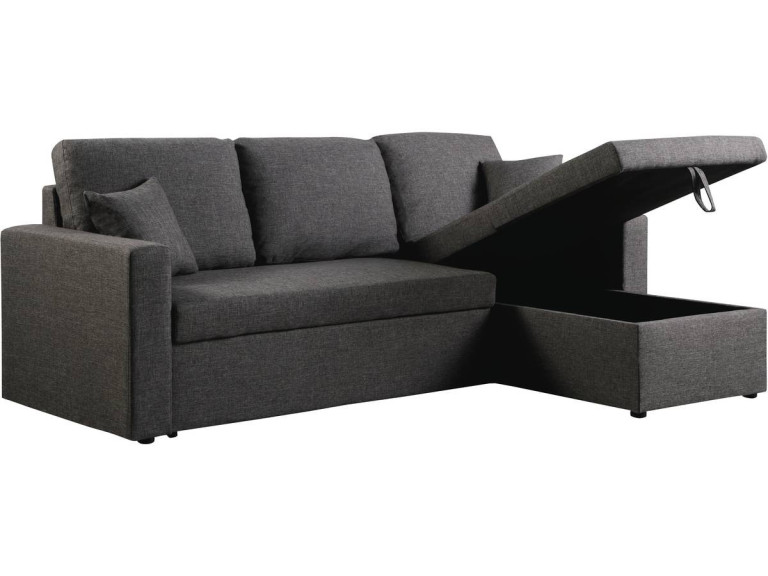 Divano ad angolo convertibile "Alain" - Grigio - 221 x 145 x 85 cm - 3 posti - Grigio