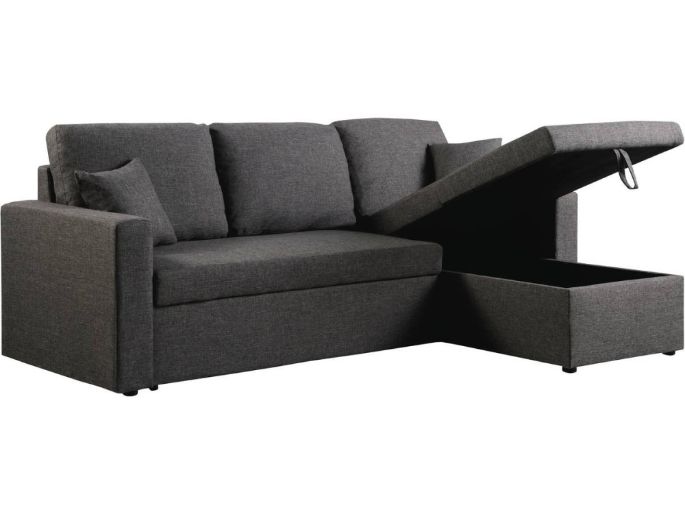 Divano ad angolo convertibile "Alain" - Grigio - 221 x 145 x 85 cm - 3 posti - Grigio