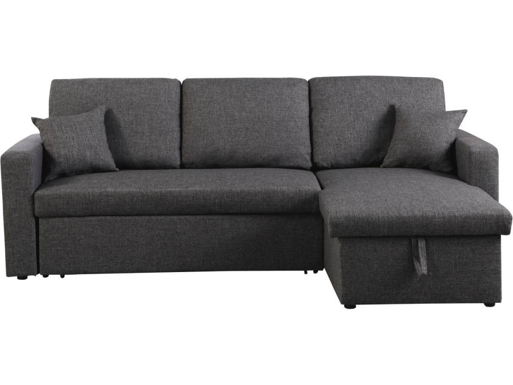 Divano ad angolo convertibile "Alain" - Grigio - 221 x 145 x 85 cm - 3 posti - Grigio