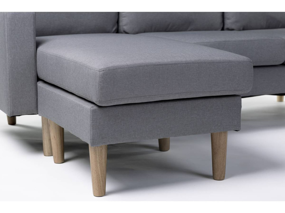 Divano angolare reversibile in tessuto "Gabby" - 3 posti - Grigio chiaro