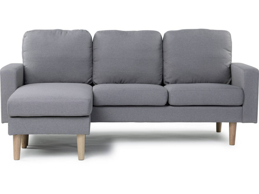 Divano angolare reversibile in tessuto "Gabby" - 3 posti - Grigio chiaro