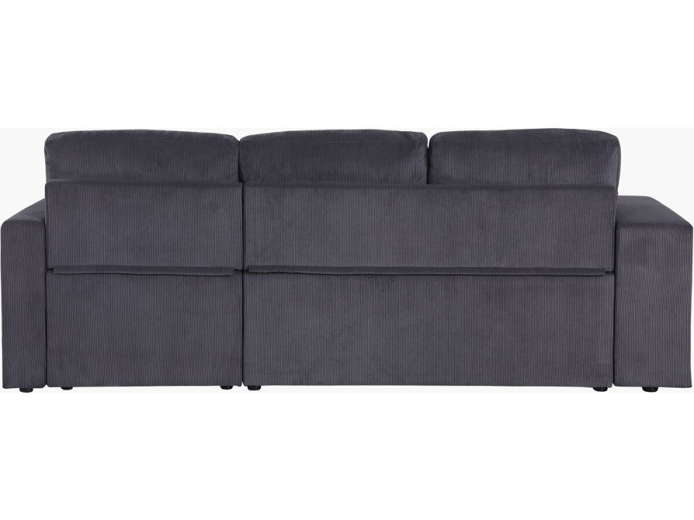 Divano letto angolare in velluto a coste reversibile "Axel" - 3 posti - Grigio