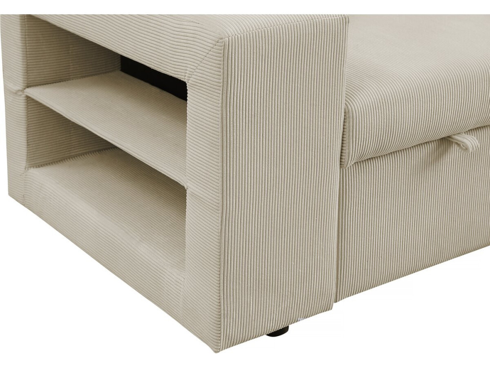Divano letto angolare in velluto a coste reversibile "Axel" - 3 posti - Beige