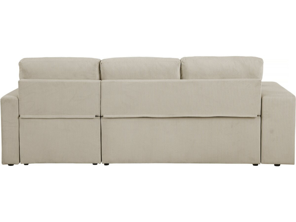 Divano letto angolare in velluto a coste reversibile "Axel" - 3 posti - Beige