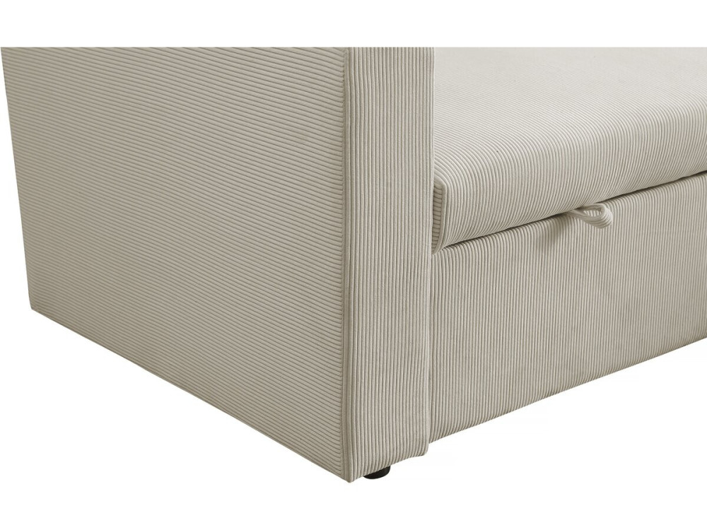 Divano letto angolare in velluto a coste "Alain" - 3 posti - Beige