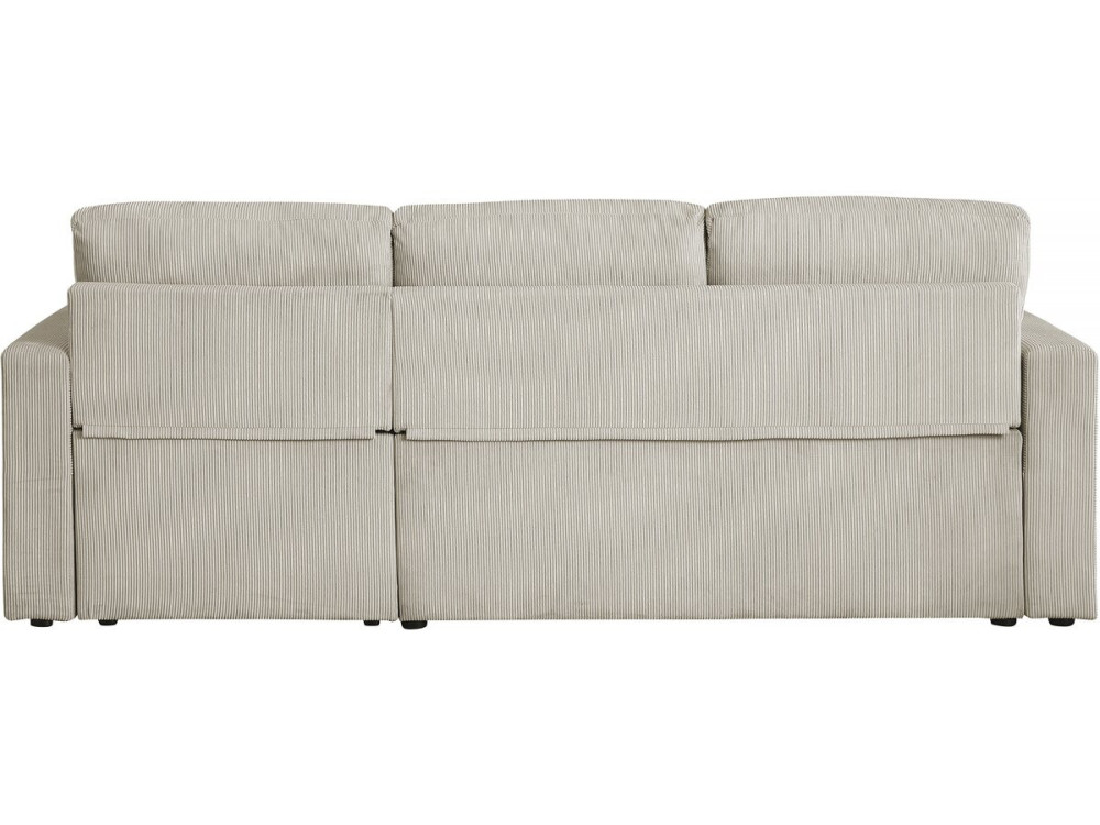 Divano letto angolare in velluto a coste "Alain" - 3 posti - Beige
