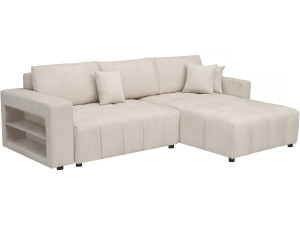 Divano letto angolare a 3 posti in tessuto di ciniglia - "Trocadero" - Beige