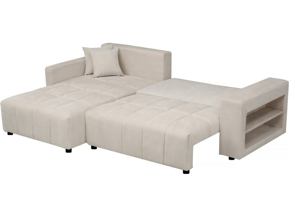 Divano letto angolare a 3 posti in tessuto di ciniglia - "Trocadero" - Beige