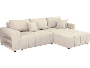 Divano angolare trasformabile in tessuto ciniglia a 3 posti - "Trocadero" - Beige