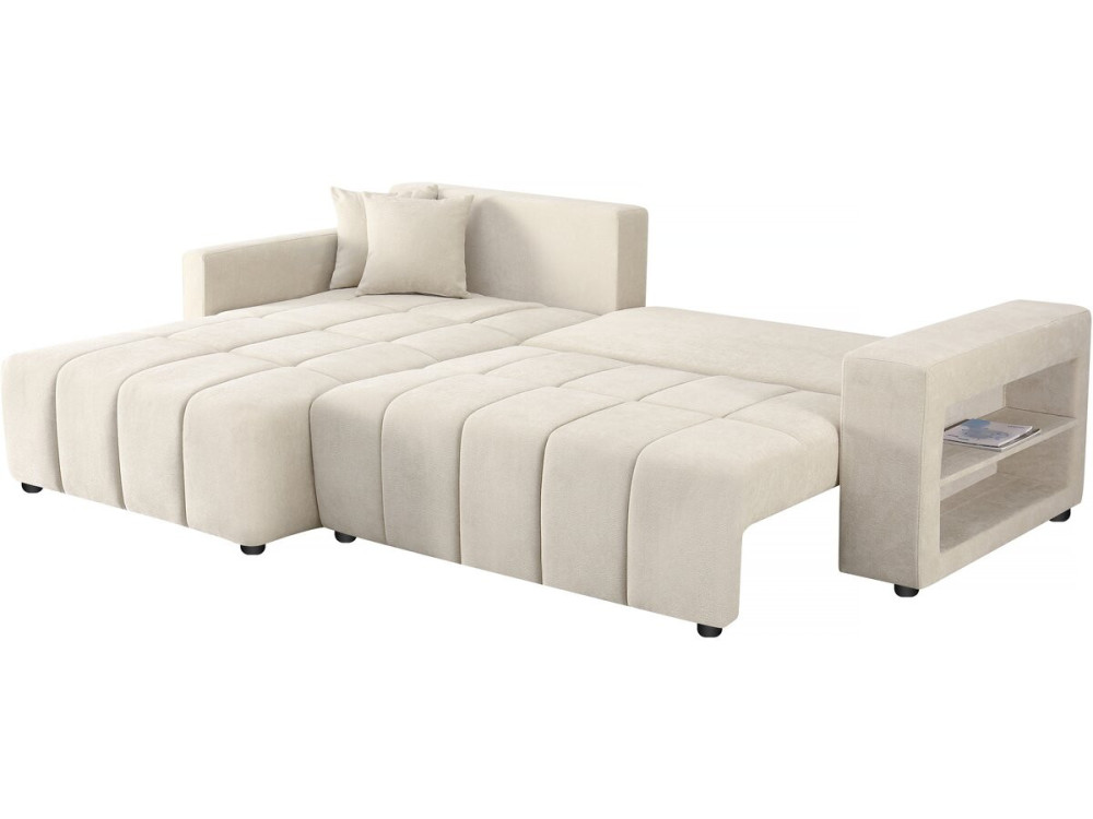 Divano angolare trasformabile in tessuto ciniglia a 3 posti - "Trocadero" - Beige