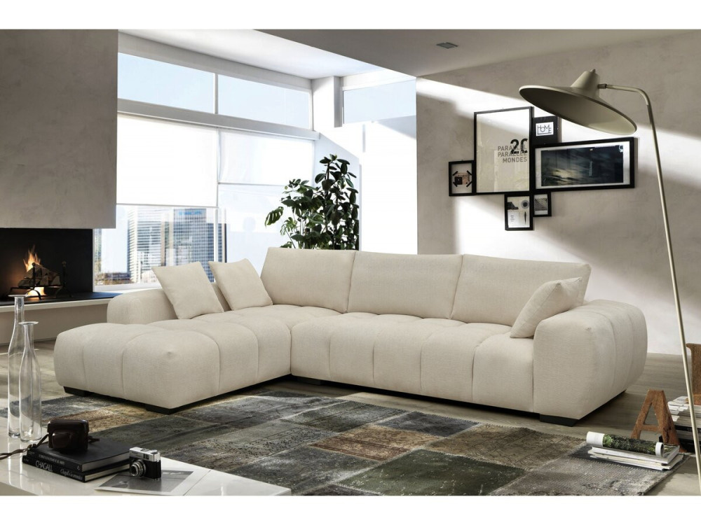 Divano angolare in tessuto “Monceau” – 3 posti – Beige