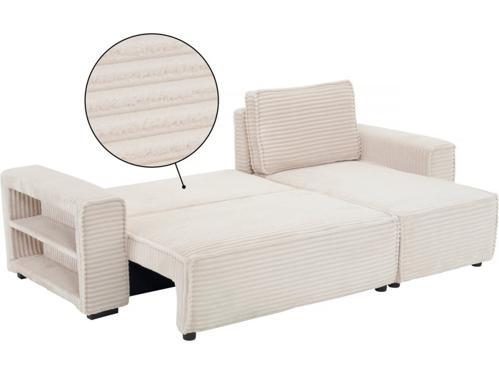 Divano angolare in velluto a coste “Opera” - 3 posti - Beige