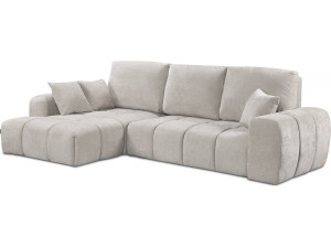 Divano letto angolare sinistro in tessuto ciniglia "Verneuil" - 3 posti - Beige