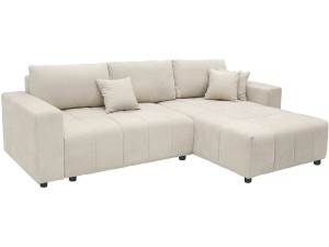 Divano letto angolare a bolle "George" a 4 posti in tessuto di ciniglia - Beige