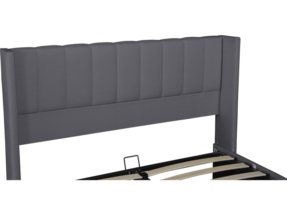 Lit double en tissu avec coffre "Saint-Moritz" - 140 x 190 cm - Gris