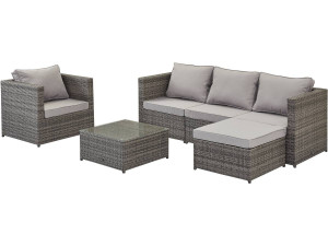 Salotto da giardino in resina intrecciata  "Monaco" - Florida - Grigio