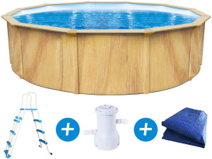 Piscina in acciaio rotonda in legno "Punta cana" - Ø 3,6 x 1,20 m