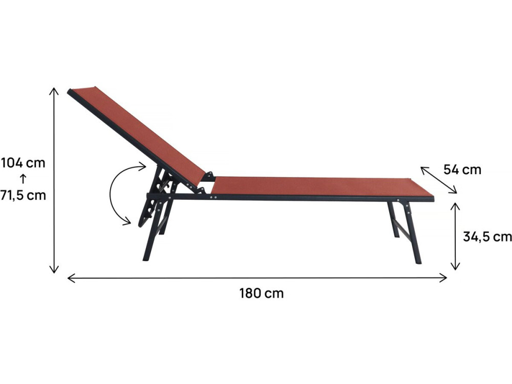Set di 2 lettini prendisole in metallo "Sublima" - 180 x 54 x 104 cm - Terracotta