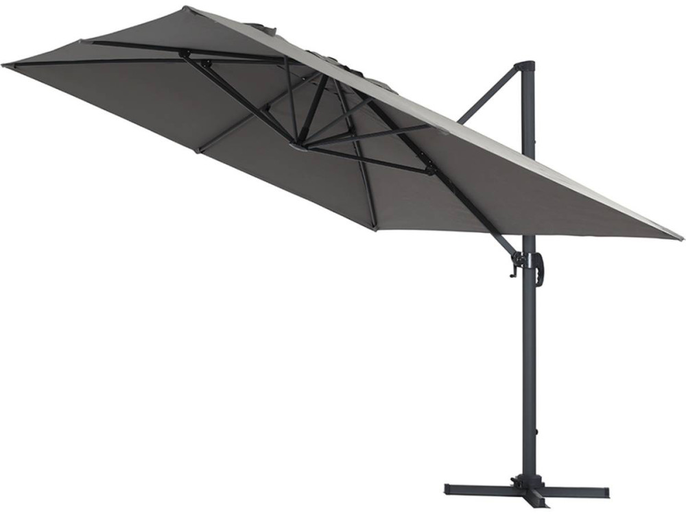 Ombrellone decentrato da giardino Alu "Sun 4" - Rettangolo - 3 x 4 m - Grigio + Copertura protettiva
