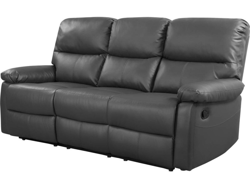 Divano reclinabile "Lincoln" - 197 x 89 x 103 cm - 3 posti - Grigio