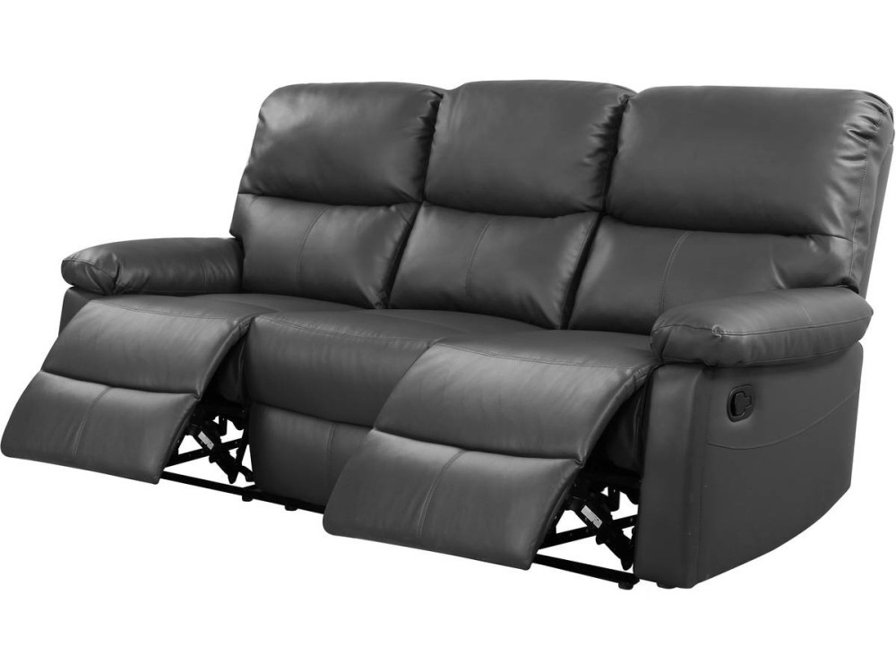 Divano reclinabile "Lincoln" - 197 x 89 x 103 cm - 3 posti - Grigio