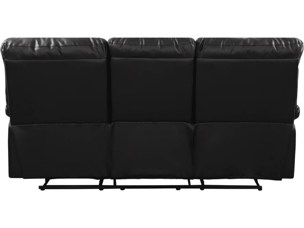 Divano reclinabile "Lincoln" - 197 x 89 x 103 cm - 3 posti - Nero