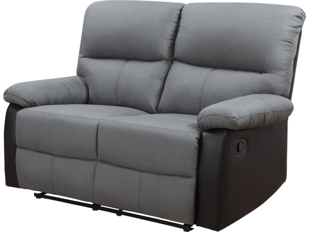 Divano "Lincoln" - 147 x 89 x 103 cm - 2 posti a sedere - Nero / Grigio scuro