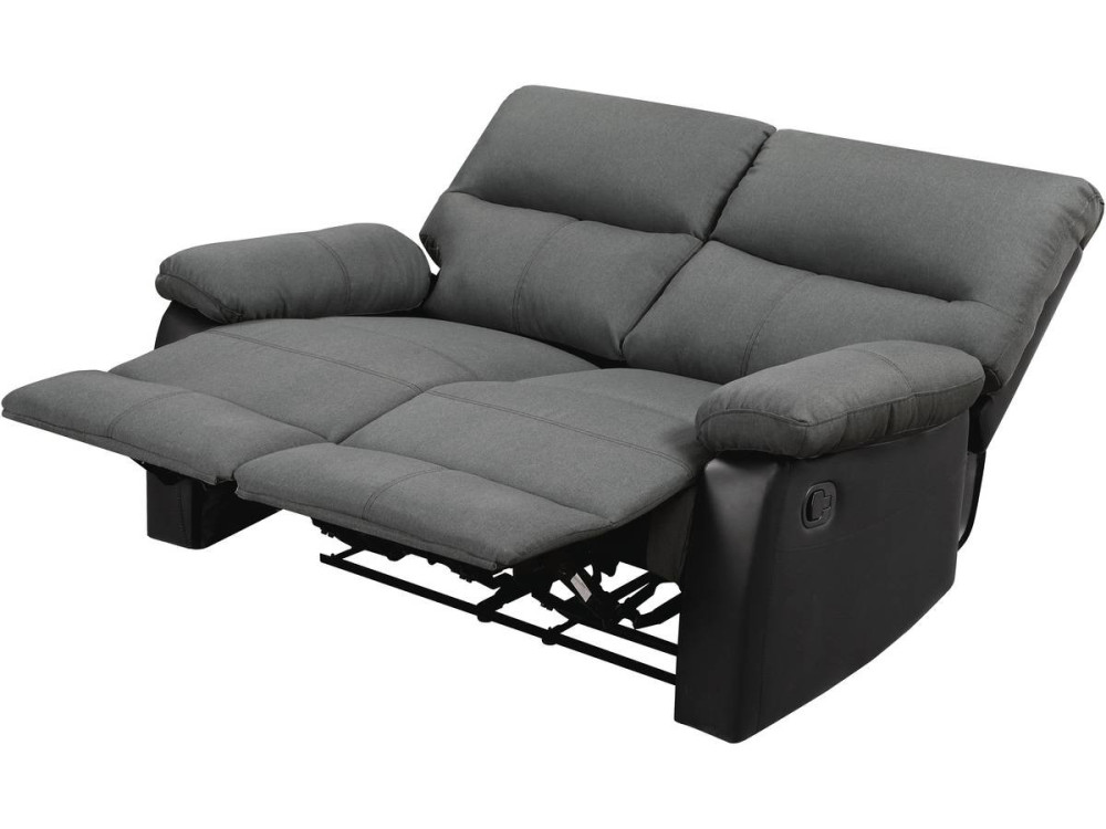 Divano "Lincoln" - 147 x 89 x 103 cm - 2 posti a sedere - Nero / Grigio scuro