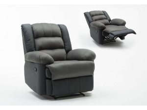 Poltrona relax "Buckingham" - Nero / Grigio scuro