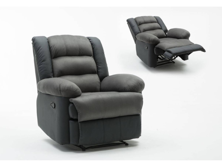 Poltrona relax "Buckingham" - Nero / Grigio scuro
