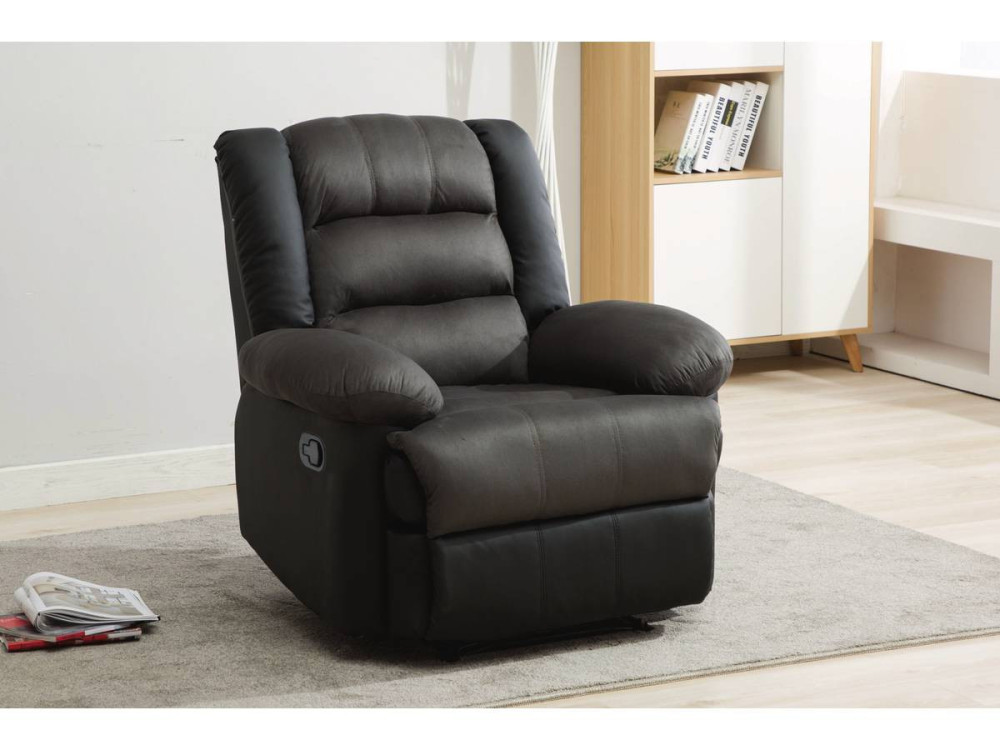 Poltrona relax "Buckingham" - Nero / Grigio scuro