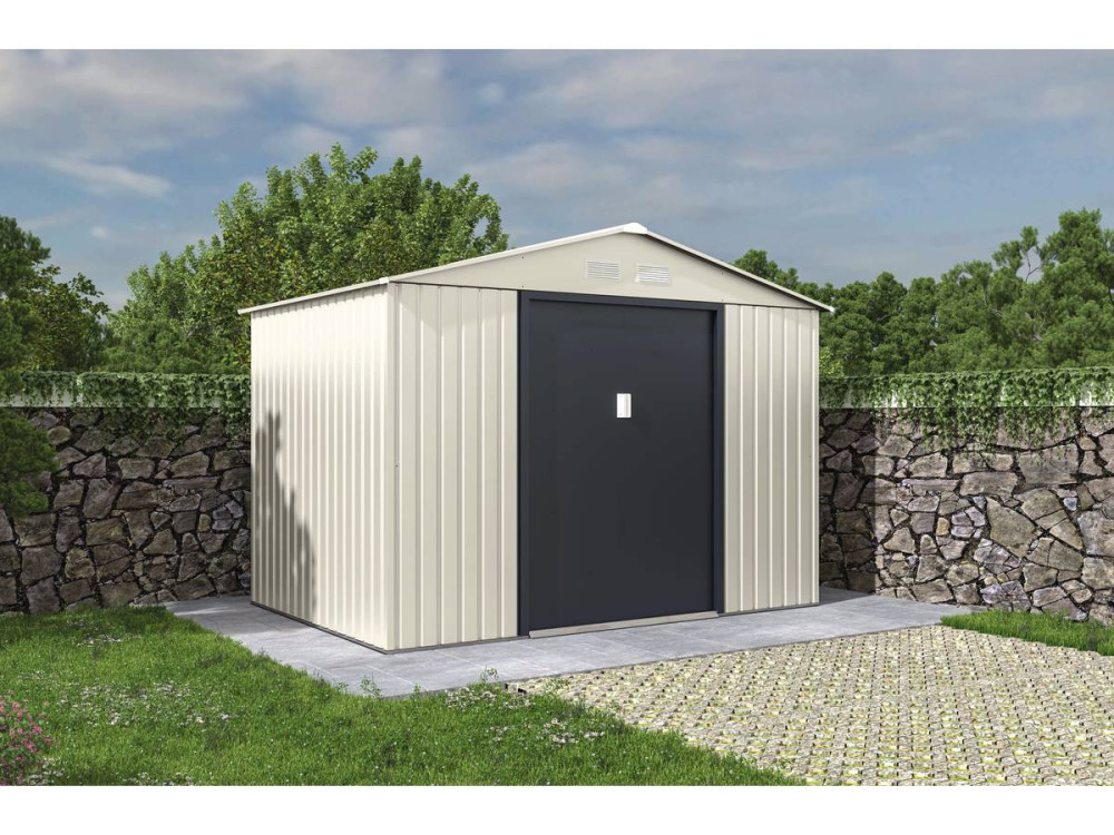 Casetta da giardino in metallo "Nebraska" - 5,30 m² - Beige/Grigio antracite