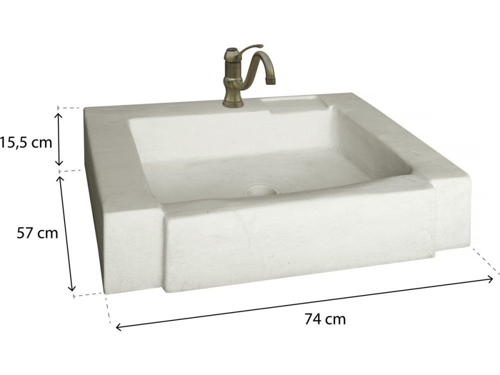 Lavandino "Modena" - pietra ricostruita - 74 x 57 x 15,5 cm