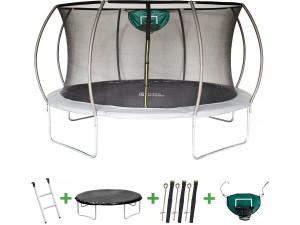 Trampolino con rete interna e canestro "jumper" Ø4,25 m - Grigio