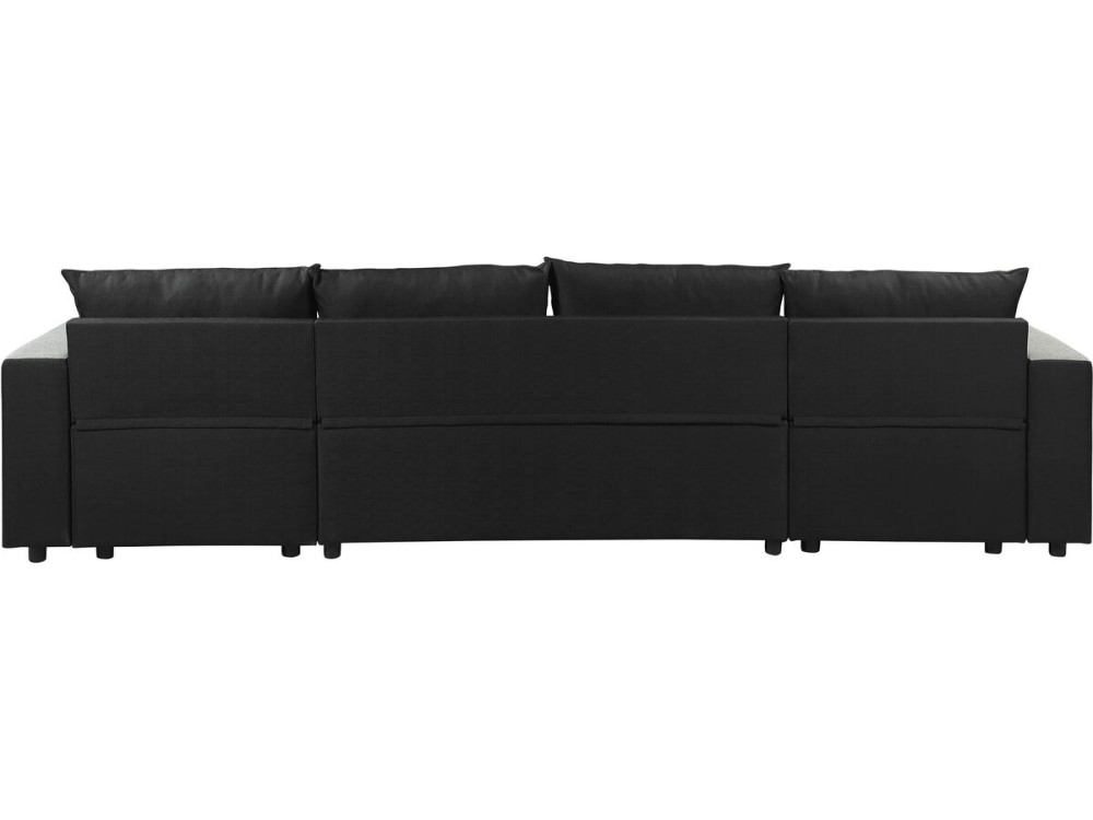 Divano letto angolare panoramico "Victor" in tessuto - 4 posti - Nero