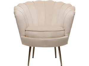 Poltrona "Floria" in velluto - 75 x 68 x 77,5 cm - Beige