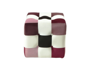 Pouf in velluto "Patchwork" - 42 x 42 x 42 cm - Multicolore